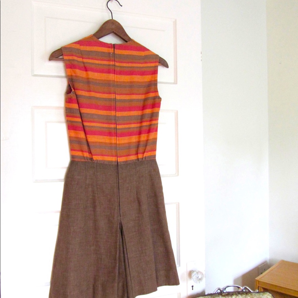 Vintage Romper -Striped - cutest outfit! - Brown Orange Red - XS